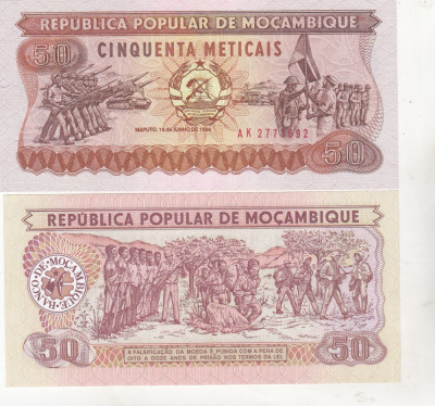 bnk bn Mozambic 50 meticais 1986 unc foto