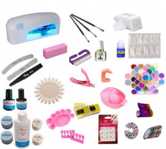 Kit set manichiura cu Lampa UV 9W, Gel constructie Sina, Primer, Topcoat Ustensile Accesori si Elemente decor foto