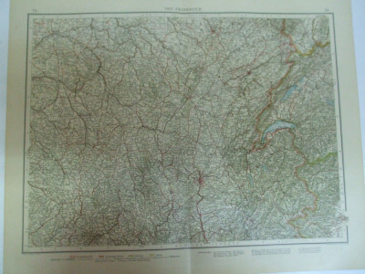Harta color Franta partea de est Leipzig 1899 foto