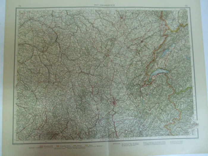 Harta color Franta partea de est Leipzig 1899