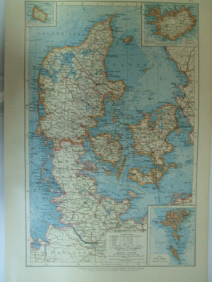 Harta color Danemarca Leipzig 1899 foto