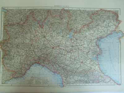 Harta color Italia de nord Leipzig 1899 foto