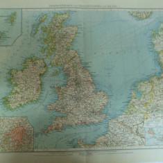 Harta color Marea Britanie si Irlanda Leipzig 1899