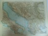 Harta color Tarile de jos ale Dunarii Bosnia Serbia Macedonia Albania Leipzig 1899