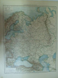 Harta color Rusia europeana Leipzig 1899