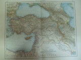 Harta color Turcia asiatica Siria Liban Israel Palestina Irak Leipzig 1899