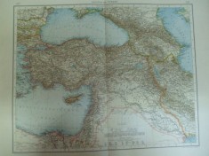 Harta color Turcia asiatica Siria Liban Israel Palestina Irak Leipzig 1899