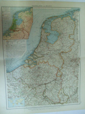 Harta color Olanda si Belgia Leipzig 1899 foto