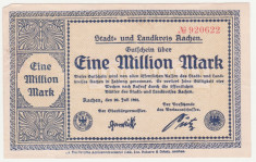 (5) BANCNOTA (NOTGELD) - GERMANIA - AACHEN - 1.000.000 MARK 1923 (20 IULIE 1923) foto