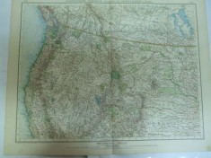 Harta color Partea de nord - vest a Statelor Unite si Canada de sud - vest Leipzig 1899