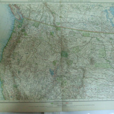 Harta color Partea de nord - vest a Statelor Unite si Canada de sud - vest Leipzig 1899