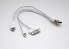 Cablu de date micro USB 3 in1 pentru telefon si tableta foto