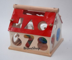 Casuta de lemn cu forme geometrice si cifre - Super jucarie educativa pentru copii! foto