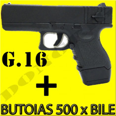 Pistol Airsoft G16 + Butoias 500 BILE foto