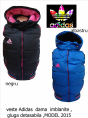 VESTE DAMA ADIDAS ,MODEL 2015, IMBLANITE , GLUGA DETASABILA , LIVRARE GRATUITA foto