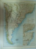 Harta America de Sus jumatatea sudica Peru Chile Argentina Brazilia Leipzig 1899