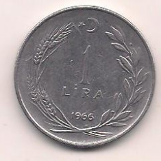 No(1) moneda-TURCIA-1 lira 1966