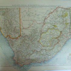 Harta color Africa de Sus Kapland Burenrepubliken Luderitzland Leipzig 1899