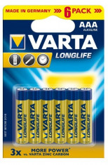Baterii alcaline Longlife Extra Varta tip AAA pachet 6 buc foto