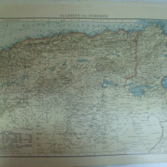 Harta color Algeria si Tunisia Leipzig 1899
