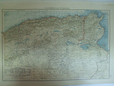 Harta color Algeria si Tunisia Leipzig 1899 foto