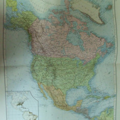 Harta color America de Nord Leipzig 1899