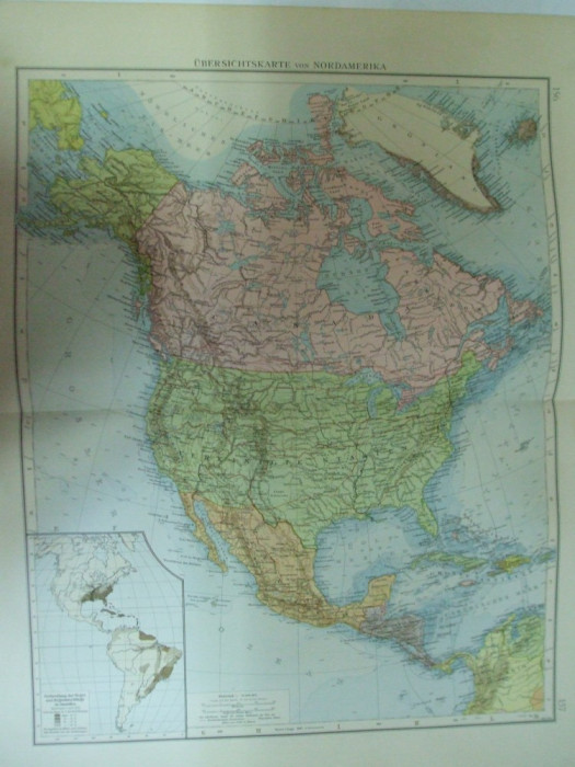 Harta color America de Nord Leipzig 1899