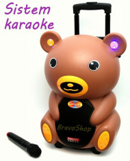 Sistem karaoke pentru copii si adulti - Sistem karaoke profesional 40W cu microfon fara fir inclus foto