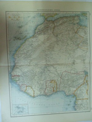 Harta color Africa de nord - vest Leipzig 1899 foto