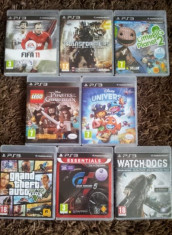 fifa 11, transformers, little big planet 2, disney universe, lego pirates of the caribbean, FARA GTA 5, gran turismo 5, wach dogs jocuri PS3. foto