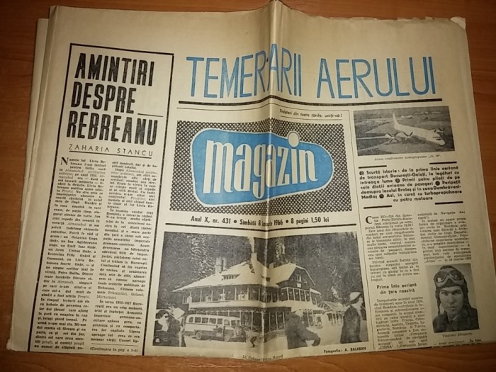 ziarul magazin 8 ianuarie 1966- foto pe prima pagina de la cabana voina-muscel