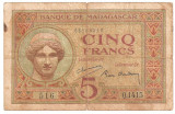 MADAGASCAR 5 FRANCS FRANCI ND (ca.1937) Uzata