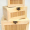 Set 3 Cufere din lemn natur, accesoriu hand made, model insertie bare lemn