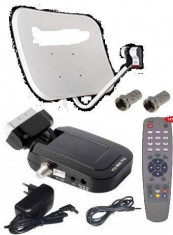 TV SATELIT CAMPING -TIR-RULOTA-kit complet-microreceptor alimentare 12 v foto