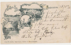 Orastie (Hunedoara),litografie,circulata la Sibiu in 1898 foto