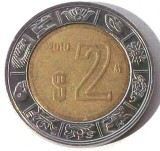 MEXIC 2 PESOS 2010 BIMETAL, 5.19 g., 23 mm **