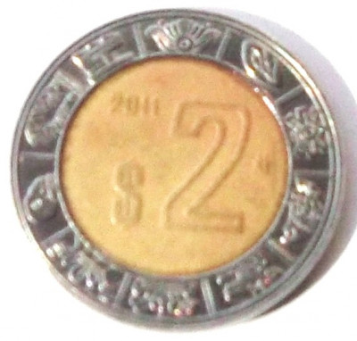 MEXIC 2 PESOS 2011 BIMETAL, 5.19 g., 23 mm ** foto