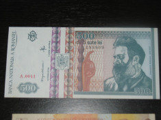 Bancnota 500 lei Romania , decembrie 1992, necirculata foto