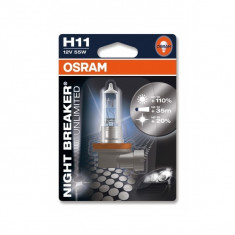 Becuri auto h11 Osram Night Breaker Unlimited NBU 12V 55W BLISTER 1 BUC +110% mai multa lumina foto