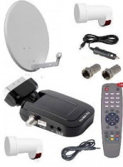 TV SATELIT CAMPING -TIR-RULOTA-kit complet-microreceptor alimentare 12 v foto