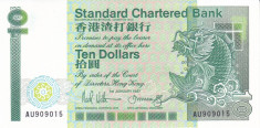 Bancnota Hong Kong (Standard Chartered) 10 Dolari 1987 - P278b UNC foto