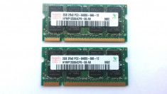 Kit memorii laptop 4GB DDR2 Hynix 2x2GB PC2-6400 DDR2-800Hz TRANSPORT GRATUIT foto