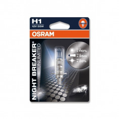 Bec auto H1 Osram Night Breaker Unlimited NBU 12V 55W BLISTER 1 BUC +110% mai multa lumina foto