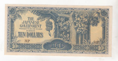 bnk bn malaya 10 dolars 1942 unc , ocupatia japoneza foto