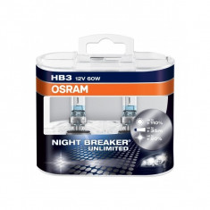 Becuri auto HB3 Osram Night Breaker Unlimited NBU 12V 60W SET 2 BUC +110% mai multa lumina foto
