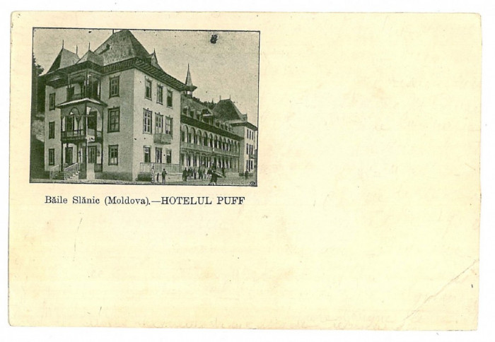 695 - SLANIC MOLDOVA, Bacau, Hotelul PUFF - carte postala privata - used - 1906
