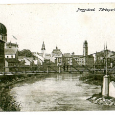 1044 - Oradea, SYNAGOGUE and the Bridge - old postcard - unused - 1917