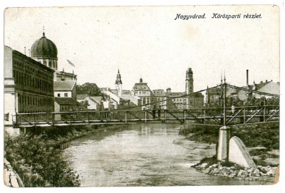 1044 - Oradea, SYNAGOGUE and the Bridge - old postcard - unused - 1917 foto