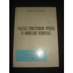 IOAN I. MUNTEANU - CALCULUL STRUCTURILOR SPATIALE IN FORMULARE MATRICEALA