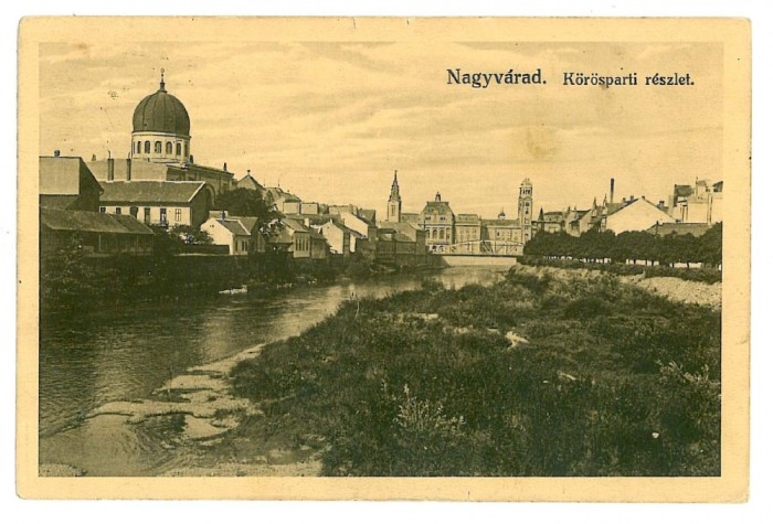 950 - ORADEA, Synagogue, Romania - old postcard - used - 1913